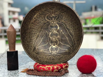 15 Inch Antique Tibetan Singing Bowl with Mallet | Meditation Bowl | Chakra Bowl | Yoga Singing Bowl | Mental Health Gift | Self-Care Gift - FWOSI